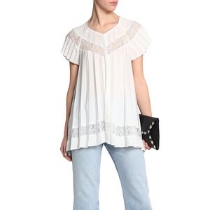 Zimmermann Pleated Lace Inset Top, Sz 1 (US 4), NW